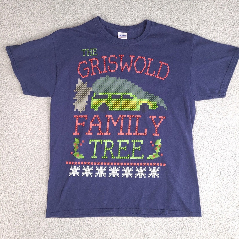 National Lampoon's Christmas Griswold Family Tree T-Shirt Mens Large Blue
